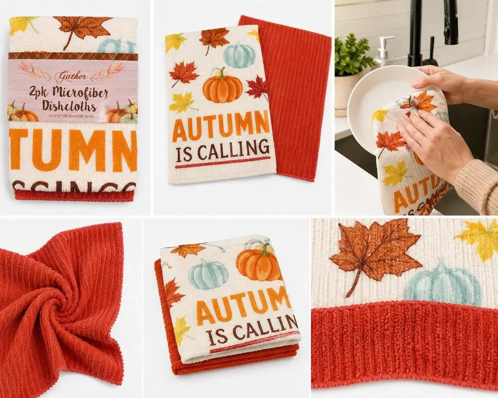 Gather 2-Pack Fall Microfiber Dishcloths 12